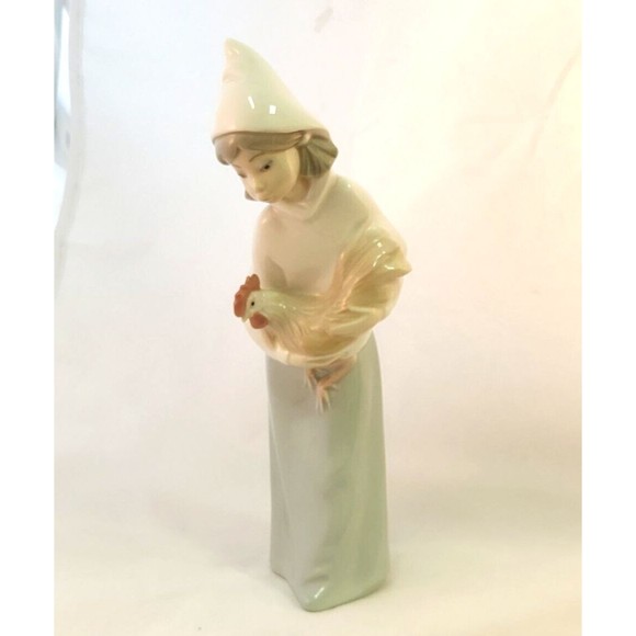 Lladro Daisa Statue Figurine Girl W/ Rooster Chicken 8" Retired Collectors - Picture 6 of 11